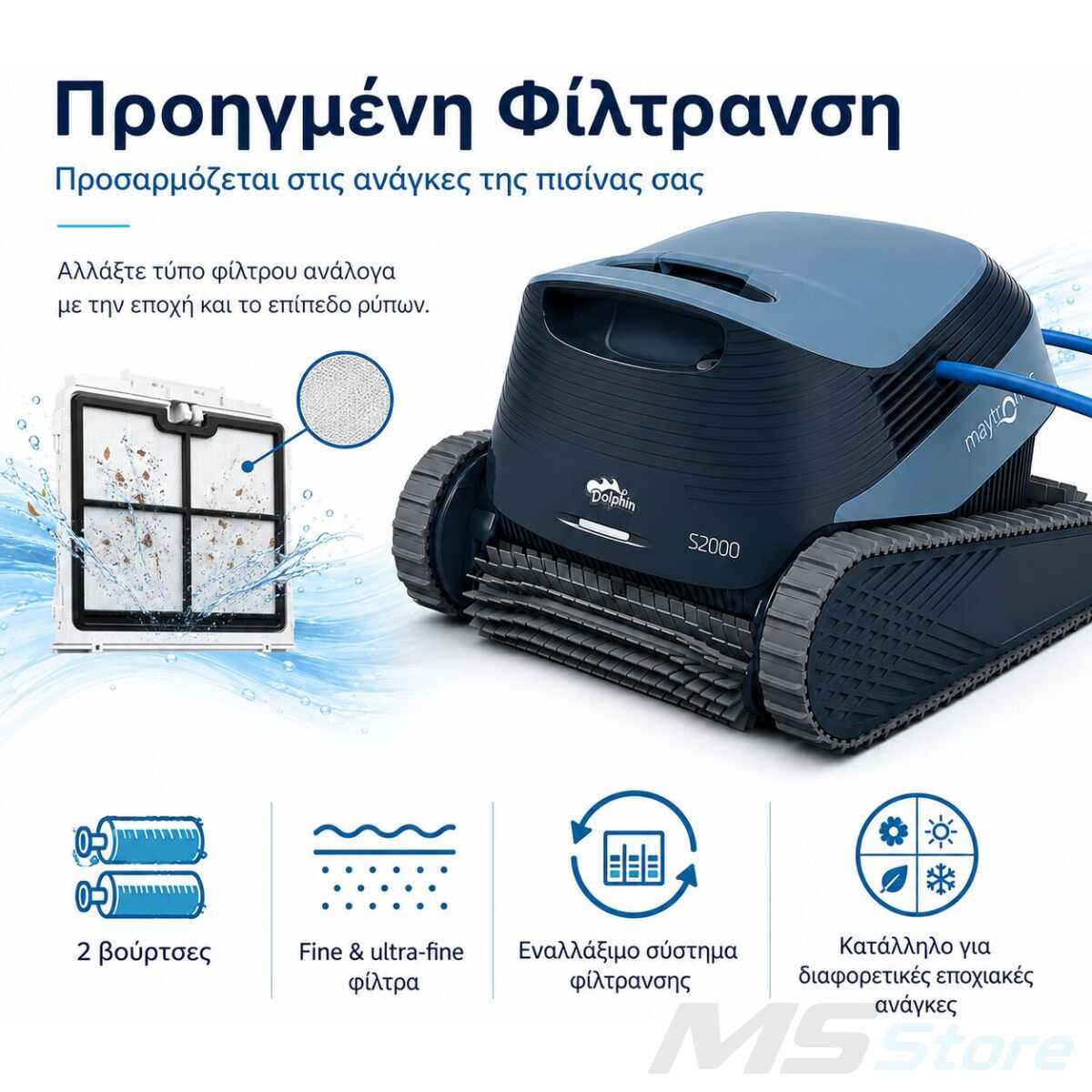 Ρομποτική Σκούπα Πισίνας Dolphin S2000 – Изображение 2
